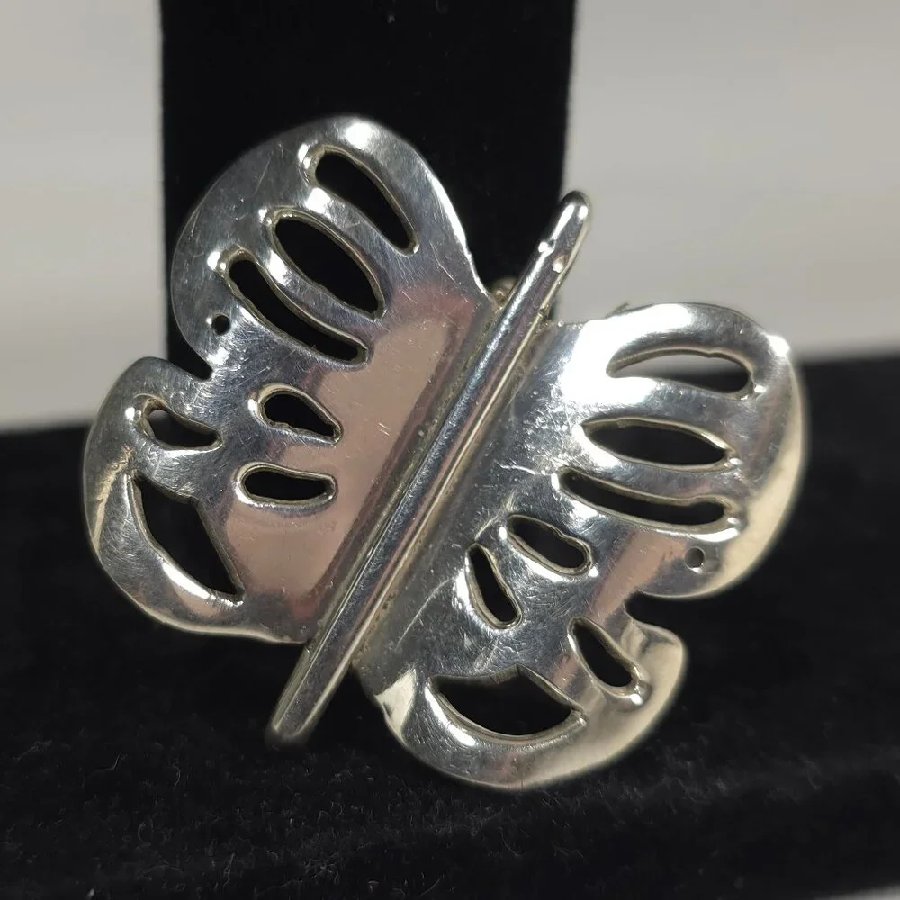 Vintage Taxco Butterfly Sterling Silver Brooch Mexico - Picture 8 of 8